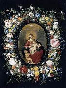 Jan Breughel Virgin and Child with Infant St John in a Garland of Flowers France oil painting artist
